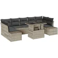 vidaXL Bankstel 8 st Lichtgrijs poly rattan