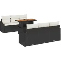 vidaXL Tuinbank Set 7 st Zwart Poly rattan