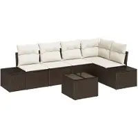 vidaXL Tuinbank Set met opslag Bruin en Crème poly rattan
