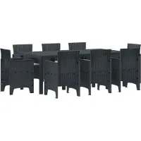 vidaXL Tuin Eettafel Set 9 st Antracietkleurig Polypropyleen