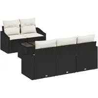 vidaXL Bankstel 6 st Zwart en Crème poly rattan