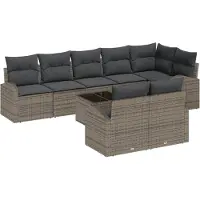 vidaXL Tuinbank Set 9 st 8-Aantal zitplaatsen Grijs poly rattan