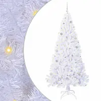 vidaXL Kunstkerstboom met 300 LED Wit 210 cm PVC en Staal