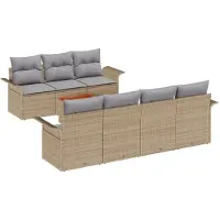 vidaXL Tuinbank Set 8 st Beige poly rattan