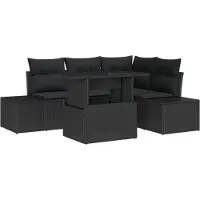 vidaXL Tuinbank Set 5 st Zwart poly rattan