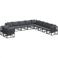 vidaXL Tuinbank Set 11 st Zwart Aluminium