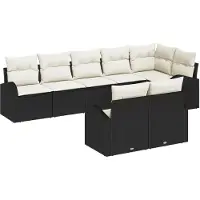 vidaXL Tuinbank Set 8 st Zwart en Wit poly rattan