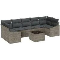 vidaXL Bankstel 8 st Grijs poly rattan