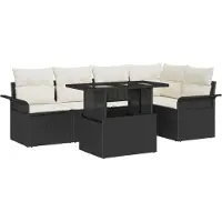 vidaXL Tuinbank Set 6 st Zwart poly rattan