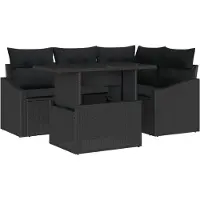 vidaXL Tuinbank Set 5 st Zwart poly rattan