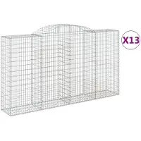 vidaXL Gabionen met boogvorm, 13 stuks, 300x50x160/180 cm, verzinkt staal