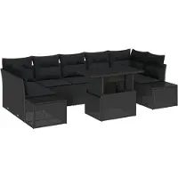 vidaXL Set van 8 zitplaatsen, zwart, van polyrotan