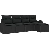 vidaXL Tuinbank Set 5 pcs Zwart poly rattan