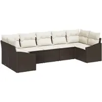 vidaXL Bankstel 7 st Bruin poly rattan
