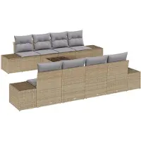 vidaXL Tuinbank Set 8 st Beige en Grijs poly rattan