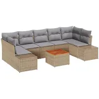 vidaXL Tuinbank Set 8 st Beige poly rattan