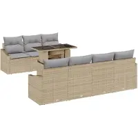 vidaXL Tuinbank Set 8 st Beige en Lichtgrijs poly rattan