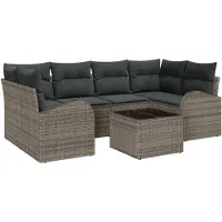 vidaXL Tuinbank Set 7 st 6-Aantal zitplaatsen Grijs poly rattan