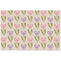 MuchoWow Deurmat 90x60 cm - Droogloopmat Bloemen - Hartjes - Patroon - Mat voor binnen - Schoonloopmat - Deurmatten met print - Inloopmat