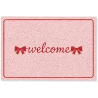 MuchoWow Deurmat 60x40 cm - Droogloopmat Welkom - Strik - Roze - Mat voor binnen - Schoonloopmat - Deurmatten met print - Inloopmat