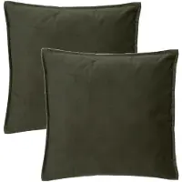 Atmosphera Bank/sierkussens huiskamer Sophia - 2x stuks - 52 x 52 cm - Olijfgroen - polyester - met rits