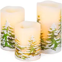 Springos Kandelaar - Kunststof - Set Van 3 - Rond - Wit - Led - Kerstboom - 10/12/15 cm