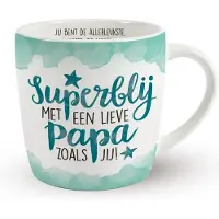 Miko Cadeau koffie/thee mok vader - wit/groen - lieve papa - porselein - Vaderdag - feest mokken