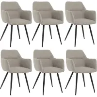Lina Nova Eetkamerstoelen - Grijs - Set van 6 - Stof