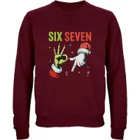 B&C Six Seven Kersttrui - Foute Kersttrui Dames Heren - Kat - Unisex - Kerst Cadeau - Grappig - Zwart - Donkerrood - Maat XXL