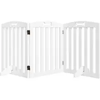 PawHut Absperrgitter Hund 3-teilig, 155 x 61 cm Faltbar Türschutzgitter mit 2 Stützfüßen, Freistehend Hundegitter, Treppengitter für mittelgroße Hunde, für Flur, Treppe, Weiß