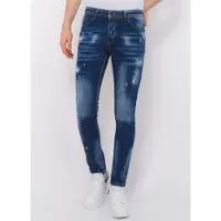 Local Fanatic Men's paint splatter stonewashed jeans slim fit