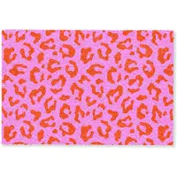 MuchoWow Deurmat 90x60 cm - Droogloopmat Panter - Rood - Roze - Mat voor binnen - Schoonloopmat - Deurmatten met print - Inloopmat