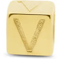 New Bling 9NBG-912V Gouden Kubus met Letter V - 3,8mm - hanger - 14 Karaat - Goud