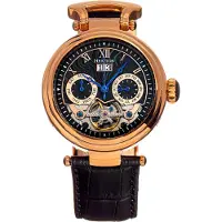 Heritor Automatic Ganzi semi-skelet lederen band horloge