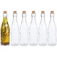 Excellent houseware Weckflessen - 12x stuks - glas - transparant - 500 ml - met dop van kurk