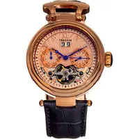 Heritor Automatic Ganzi semi-skelet lederen band horloge