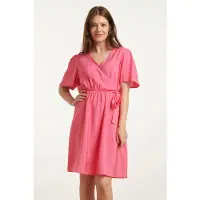 Smashed Lemon 25170 fuchsia zomerjurk met overlap v-hals |