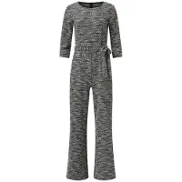 Smashed Lemon Jumpsuit met wijde pijpen en tweedlook stof zwart en wit |