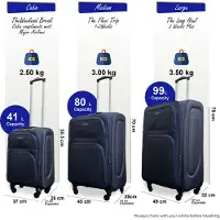 Infinity Leather Zachte, lichtgewicht marineblauwe nylon reiskoffer met 4 wielen, vakantiekoffer