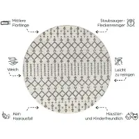 Muratap Rond boho nomade | laagpolig vloerkleed | modern tapijt | woonkamer, slaapkamer