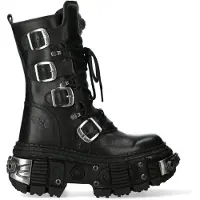 New rock zwarte halfhoge lederen Goth-laarzen-WALL1473-S11