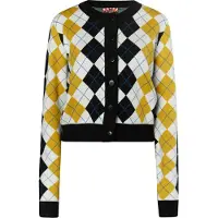 MyMo ROCKS Gebreid vest 'Blonda' curry / zwart / wit