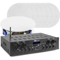 Power Dynamics Geluidsinstallatie met Bluetooth - - PV240BT versterker met 8x NCSP5 plafond speaker