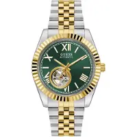GUESS Analoog horloge 'CONNOISSEUR' goud / groen / zilver