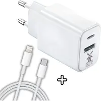Dutch Quality USB C Adapter - Oplader - Snellader Stekker - 20W - Incl. kabel geschikt Voor Apple iPhone 14/13/12/10 – Oplaadblok USB - Wit - inclusief oplader kabel 1 meter van USB-C naar lightning