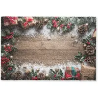 MuchoWow Deurmat 60x40 cm - Droogloopmat Kerstdecoratie - Geschenken - Hout - Veelkleurig - Mat voor binnen - Schoonloopmat - Deurmatten met print - Inloopmat