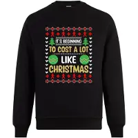 B&C It’s Beginning To Cost A Lot Like Christmas Kersttrui - Foute Kersttrui Dames Heren - Kat - Unisex - Kerst Cadeau - Grappig - Zwart - Maat S
