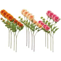 Emerald - Kunstbloem Dahlia mini 68cm - Set van 12 - Kunstplant voor binnen