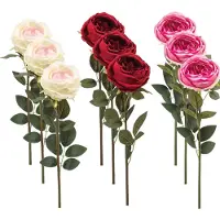 Emerald - Kunstbloem Roos Joelle 65cm - Set van 9 - Kunstplant voor binnen