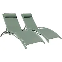 Happy Garden Set van 2 GALAPAGOS ligstoelen in saliegroen textilene - saliegroen aluminium